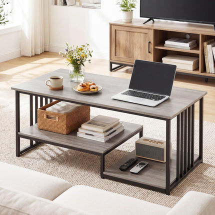 Dreamade 43.5" Coffee Table 2-Tier Center Table with Storage