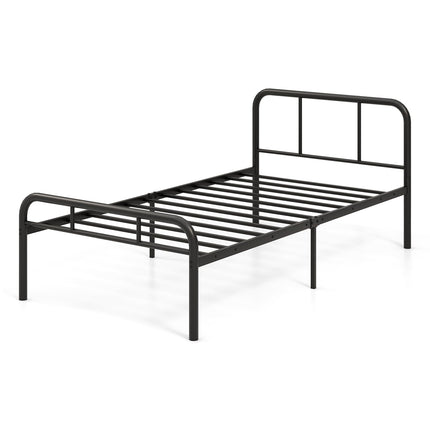 Dreamade Twin Size Bed Frame, Modern Metal Platform Bed with Headboard and Footboard, Heavy Duty Steel Slat Support Mattress Foundation