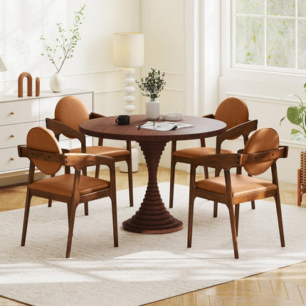 Dreamade Set of 2/4 Wooden Dining Chair PU Leather Upholstered Armchairs