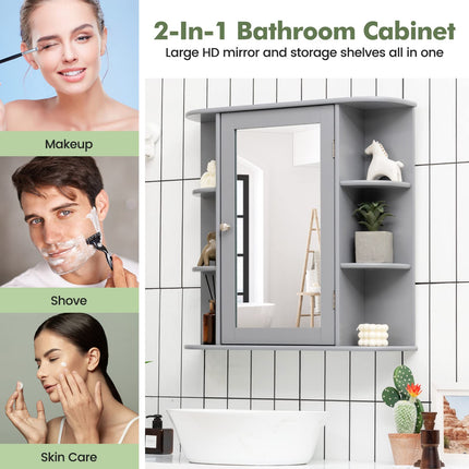 Dreamade Mirrored Bathroom Medicine Cabinet - Wall Mounted Bathroom Hanging Cabinet with Single Door