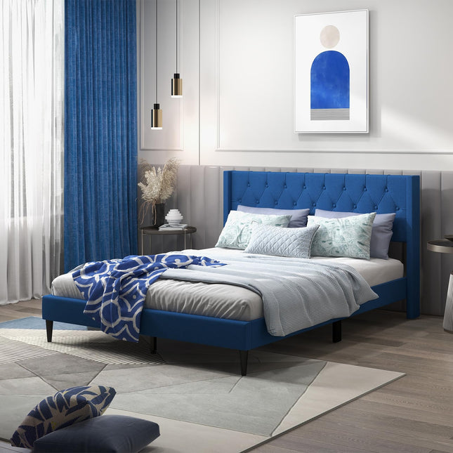 Dreamade Queen/Twin Size Platform Bed Frame with Wingback