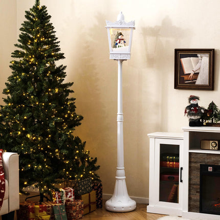 Dreamade 8 ft White Musical Christmas Streetlight | Lighted Holiday Decoration for Home Yard Porch