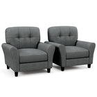 Dreamade Modern Mid-Century Accent Chair - Linen Living Room Chair with Tufted Back, Grey