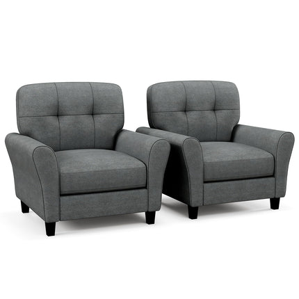 Dreamade Modern Mid-Century Accent Chair - Linen Living Room Chair with Tufted Back, Grey