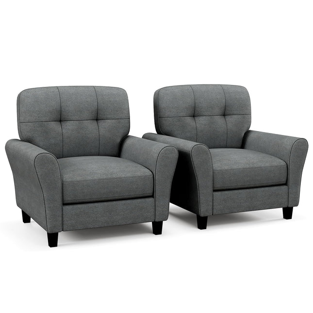 Dreamade Modern Mid-Century Accent Chair - Linen Living Room Chair with Tufted Back, Grey