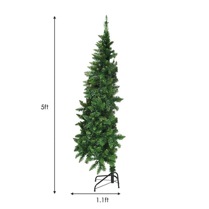 5ft/6ft Prelit Half-Shape Christmas Tree, Premium PVC Needles Artificial Tree - DreamadeUS