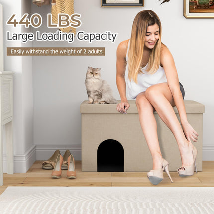 Dreamade Cat Litter Box Enclosure - Hidden Cat Litter Box Furniture Ottoman