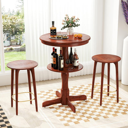 Dreamade 2 Tier Tall Round Dining Table with Pedestal Base