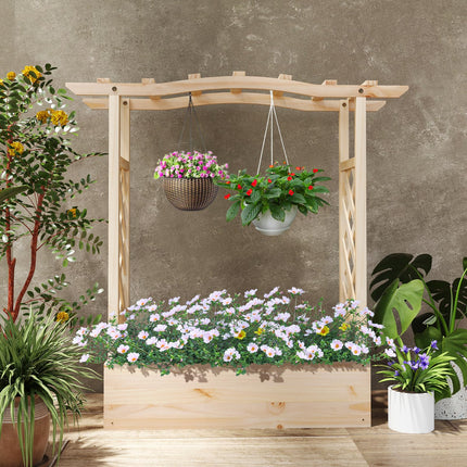 Dreamade Raised Garden Bed with Sided Trellis & Hanging Roof, Wood Planter Box, 44”x14”x45” (L x W x H)