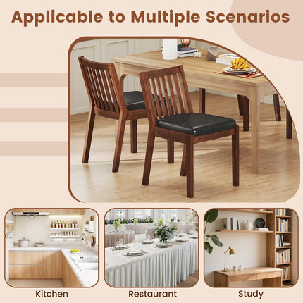 Dreamade PU Leather Upholstered Kitchen Chairs w/Rubber Wood Frame Padded Seat