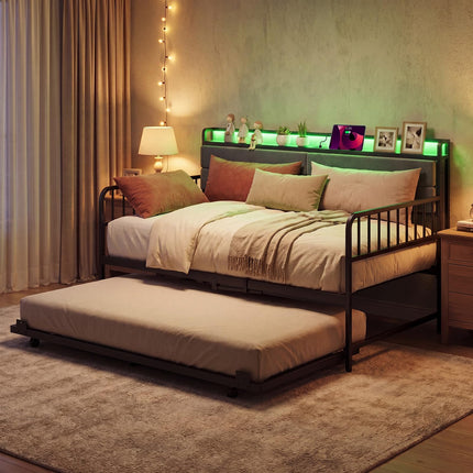 Dreamade Daybed with Trundle Twin Bed Frame