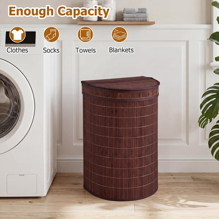 Dreamade 16 Gal Bamboo Laundry Hamper with Zippered Lid