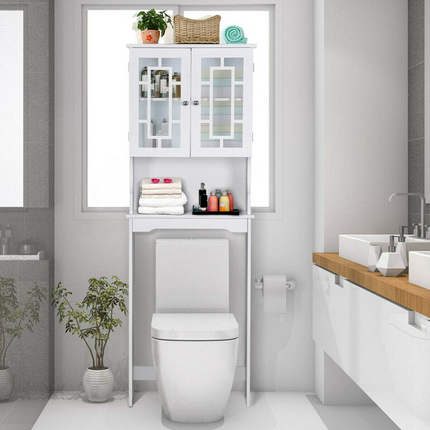 Dreamade Over-The-Toilet Storage Spacesaver, Bathroom Organizer with Cabinet and Shelf