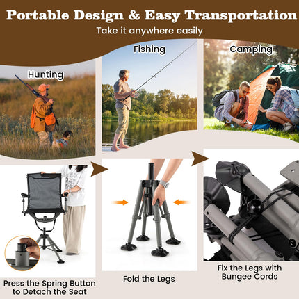 DREAMADE Hunting Chair with Gun Rest 360°Swivel Blind Chair