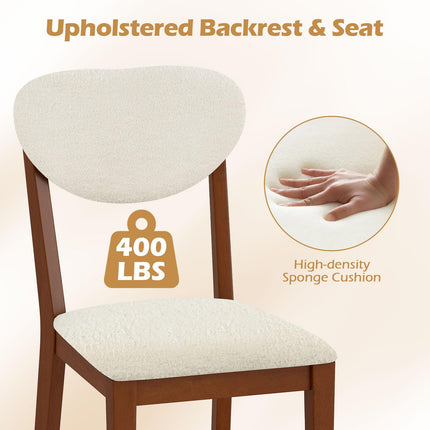 Dreamade Sherpa Dining Chairs Set of 4 Modern Kitchen Chair w/Rubber Wood Legs