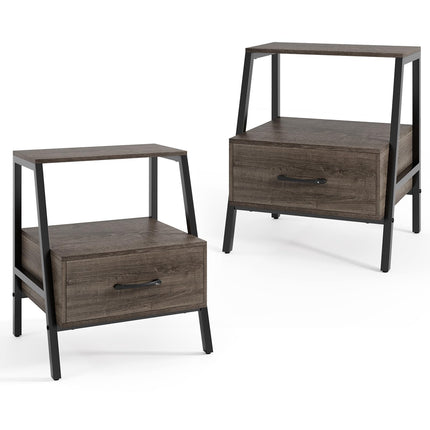Dreamade Farmhouse Nightstand with Drawer Set of 1/2