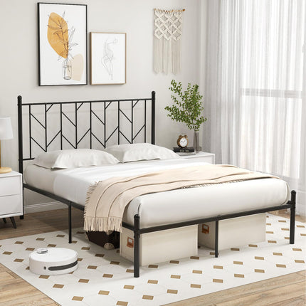 Dreamade Queen/Full/Twin Size Metal Bed Frame with Victorian Style Headboard