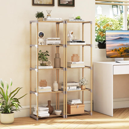 Dreamade 5-Tier Bookshelf | Pine Wood Bookcase with Freestanding Storage Organizer