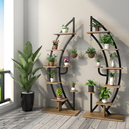 Dreamade 6 Tier Metal Plant Stand Indoor, 61" Half Moon Plant Shelf