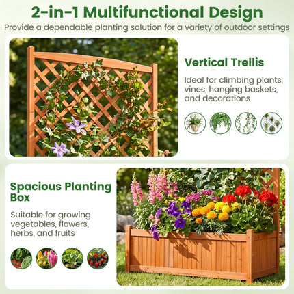 Dreamade 71" Wooden Raised Garden Bed with Trellis (1/2)