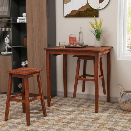 Dreamade Bar Table and Chairs Set - 3-Piece Counter Height Dining Table Set with Hangable Bar Stools