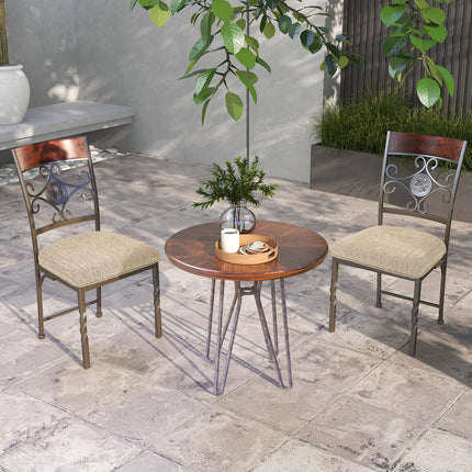 Dreamade Upholstered Dining Chair Set, Vintage Metal Dining Chairs with Soft Padded Seat Cushion