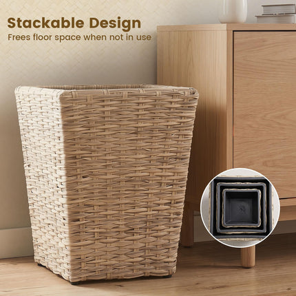 Dreamade 3-Piece Rattan Planter Box Kit with Removable Plastic Liners
