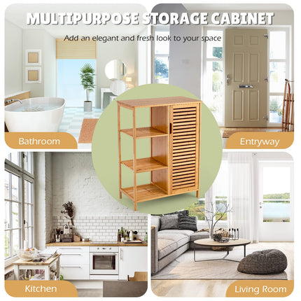 Bathroom Storage Cabinet Bamboo Floor Cabinet Free Standing Organizer - Dreamade