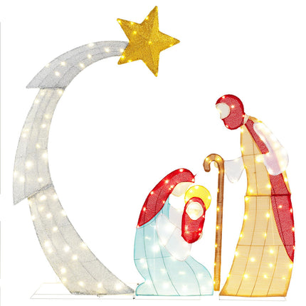 Dreamade 5 FT Christmas Nativity Set, Pre-Lit Nativity Scene w/ 140 Warm White LED Lights