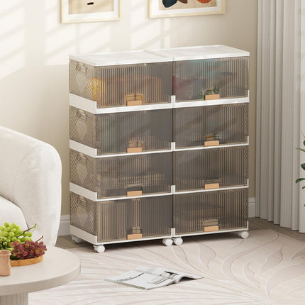 Dreamade 4 Tier Stackable Storage Bins with Lids 18 GalFoldable Shoe Storage Box