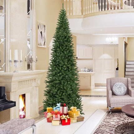 Dreamade 12ft Pre-Lit Artificial Christmas Tree with 360° Quick Power Connector