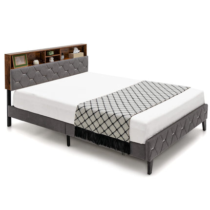 Dreamade Full Size Bed Frame with Storage Headboard