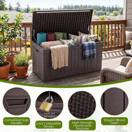 Dreamade 80 Gallon Patio HDPE Storage Bin with Gas Struts & Lock-Compatible Lid