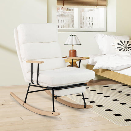 Dreamade Nursery Rocking Chair Teddy Velvet Upholstered Rocking Chair