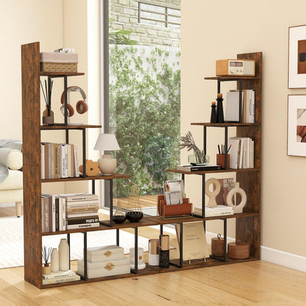 Dreamade 5-Tier Stepped Bookshelf | 62" Tall Ladder Corner Bookcase W/Stable Metal Support
