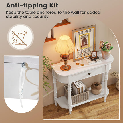 Dreamade 36" Wooden Entryway Table with Storage Drawer & Open Shelf