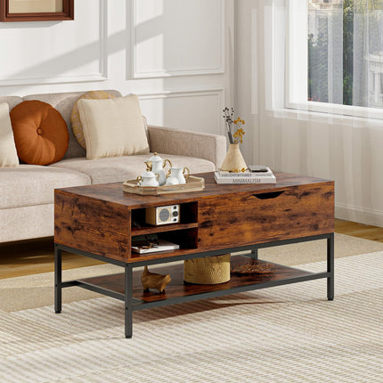 Dreamade Lift Top Coffee Table, Coffee Table with Storage Shelf and Hidden Compartment