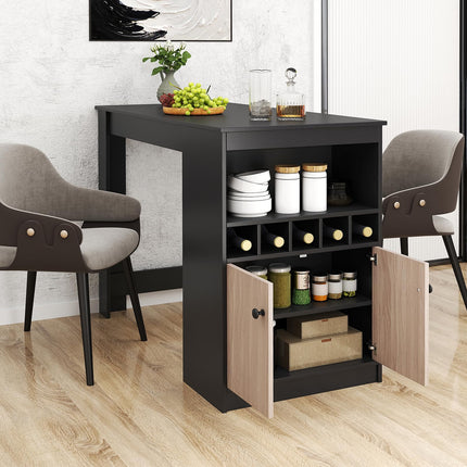Dreamade Counter Height Bar Table with Storage Cabinet