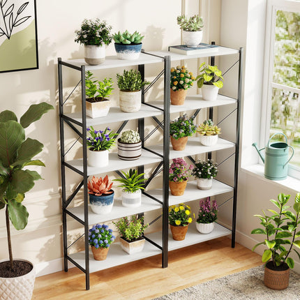 Dreamade 5-Tier Tall Industrial Bookcase with Heavy-Duty Metal Frame (1/2)