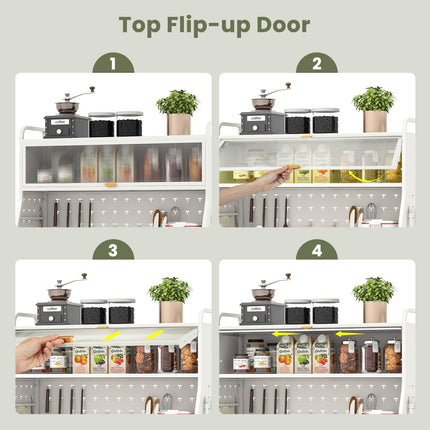 Dreamade Pantry Organizers and Storage, 63.5" H Kitchen Buffet Cabinet with Hutch, Pegboard