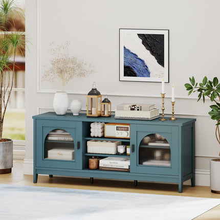 Dreamade Modern Vintage TV Cabinet with Adjustable Shelves and 2 Cable Holes for TVs up to 65 Inches
