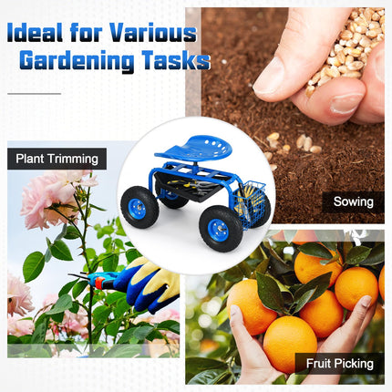 Dreamade Garden Cart Rolling Tray Gardening Planting with Work Seat