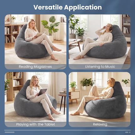 Dreamade Bean Bag Chair for Adults | Accent Lazy Sofa with Skin-Friendly Corduroy Cover & Soft Sponge Filling