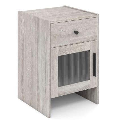 Dreamade Farmhouse Nightstand with Drawer and Cabinet