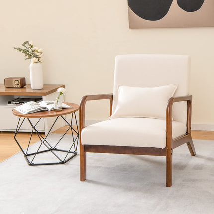 Dreamade Modern Accent Chair with Pillow - Comfy Upholstered Lounge Armchair with Anti-Slip Felt Pads