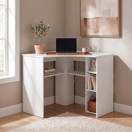Dreamade Triangle Computer Desk with Charging Station