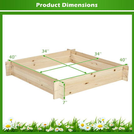 Dreamade 40" x 40" Square Fir Wood Planter Box with Open-Ended Base for Vegetables Flowers Herbs