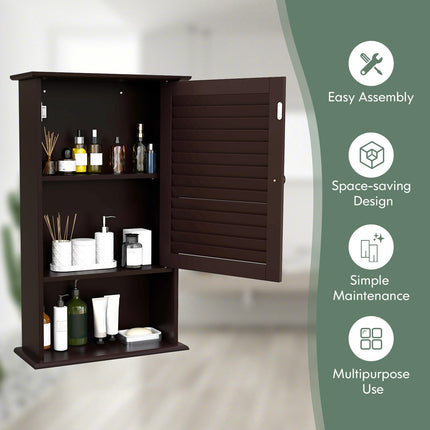 Dreamade Bathroom Wall Mount Cabinet - Over The Toilet Storage Organizer with Single Door and Adjustable Shel