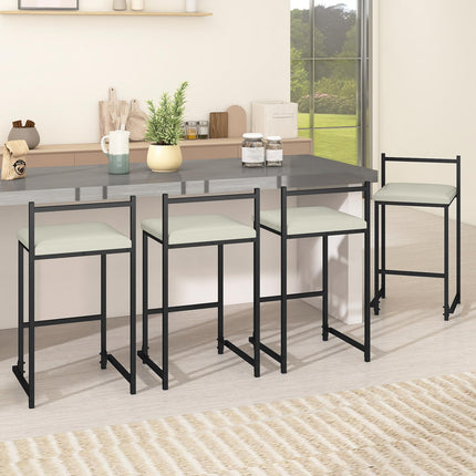 Dreamade 26 Inch Modern Metal Bar Stools Set of 2/4 Armless Bar Chairs with Low Back