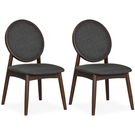 Dreamade Set of 2/4 Upholstered Linen Fabric Kitchen Side Chairs with Padded Seat